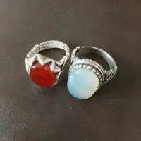 فروش ۲ انگشتر عقیق با پایه نقره
