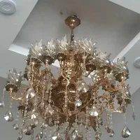 لوستر تمام برنجی و دیوار کوب درجه یک سالم ۲۱ شعله|لوستر و چراغ آویز|رودهن, |دیوار