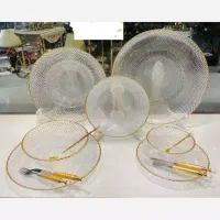 سرویس ۳۳پارچه سولو و پیکسل لب طلا فقط عمده