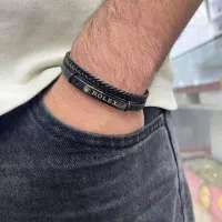 دستبند چرم دولاین مردانه