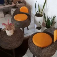 مبل پاف چوبی سنتی حصیری