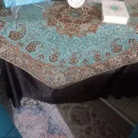 رو میزی ساتن گرد بزرگ  همراه با ترمه