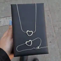 گردنبند و دستبند تمام استیل قلب