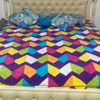 تخت خواب دو نفره با پاتختی و اینه و میز ارایش|تخت و سرویس خواب|آفتاب, |دیوار