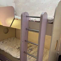 ست تخت خواب  دو طبقه و کمد و میز آرایشی