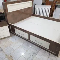 تختخواب دونفره تمامmdf پاکچوب با ۴ کشو با عسلی|تخت و سرویس خواب|مشکیندشت, |دیوار