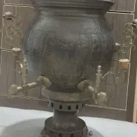 سماور زغالی برنجی قلم کاری عتیقه