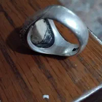 یاقوت سرخ معدنی با رکاب نقره کهنه دست ساز