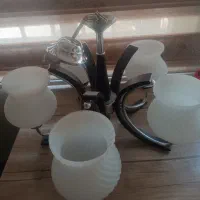 لوستر ۵ شاخه چوب و فلز