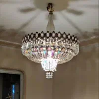 لوستر عتیقه شیشه ای چند رنگ مناسب پذیرایی