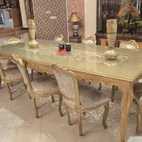 ست میز ناهار خوری ده نفره چوب گردو سالم