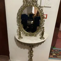 آینه و شمعدان طلایی جنس فلز آلیاژ