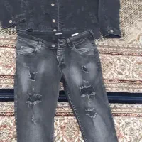 کت شلوار جین زغالی اسپرت نو نو