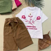 لباس بچه گانه تیشرت شلوارک کتان دخترانه شیک