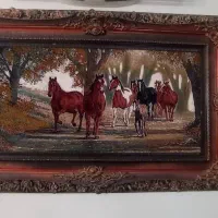 تابلوفرش ماشینی طرح منظره و اسب