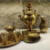سماور ذغالی و سرویس پا سماوری