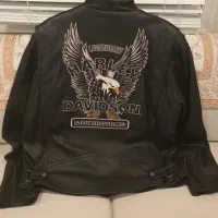 کاپشن موتور سواری چرم هارلی دیویدسن اصل