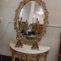 آینه و شمعدان نو با برنز اصل ( ساخت از شمش برنز)