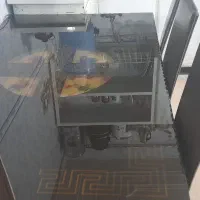 میز ناهار خوری 6نفره چوب وشیشه رنگ قهوه ای