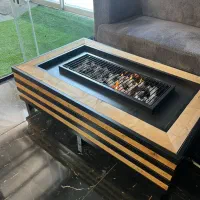 میز بامبو صندلی آتشدان گازی