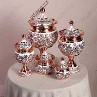 ظروف‌مسی/سرویس قندان الماس تراش سفید/اقساطی