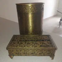 ست سطل زباله و جا دستمالی فلز نو