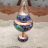 شکلات‌خوری میناکاری مسی پایه‌دار