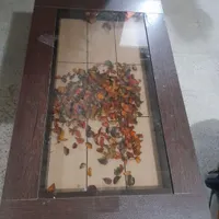 جلو مبلی با چهار عدد میز عسلی چوبی