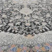 فرش۱۲متری طرح برجسته درحد نو ۱۲۰۰شانه نقره ای مشکی