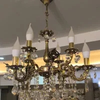 لوستر ۸ شعله برنز اصل سیاه قلم|لوستر و چراغ آویز|مراغه, |دیوار