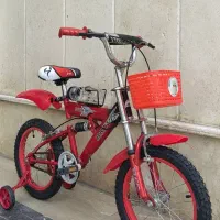 دوچرخه سایز 16 دوکمک فنر مشابه نو. رنگ نشده است.