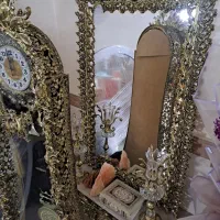 آینه و شمعدان جنس برنز