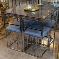 میز غذا خوری نهار خوری مربع فلزی ۴ چهار نفره کمجا|میز و صندلی غذاخوری|آفتاب, |دیوار