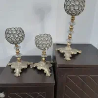 سه عدد شمعدان آبکاری شده