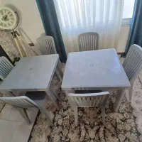 دو عدد میز و ۶ عدد صندلی پلاستیکی|میز و صندلی غذاخوری|لاهیجان, طالقانی|دیوار
