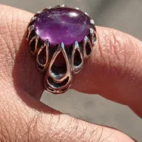 جواهر آمیتیس اصل معدنی زیبا با رکاب نقره اشکی