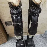 مجسمه چوبی خانم و آقای بومی