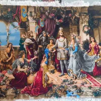 تابلو فرش دستبافت جشن سزار(۵۰ رج چله ابریشم)