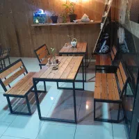 میز و صندلی کافه باغ ناهارخوری نیمکت چوبی ترموود