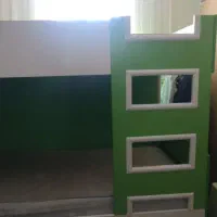 تخت دو طبقه چوبی با کمد لباس|تخت و سرویس خواب|بم, |دیوار