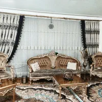 پرده تور خامه دوزی ۵متری+ ۲والان ژاکارد+۲سایه مخمل