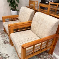 ست مبلمان هفت نفره و میز غذاخوری با چوب نراد|مبلمان خانگی و میز عسلی|بندر انزلی, معلم|دیوار