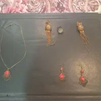 ست کامل بدلیجات دکمه الماسی و فیروزه ای  و نگین