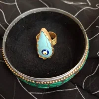 انگشتر مدل چشم و رنگ فیروزه ای ژوپینگ