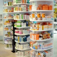 داروخانه استند ویترین پیشخوان قفسه آرایشی