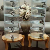 کلمن شربت شیشه ای پایه چوبی 5طبقه