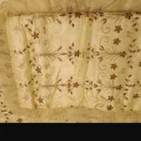 رو تختی حریر ساتن طلایی گلدوزی شده|سرویس روتختی|تبریز, |دیوار