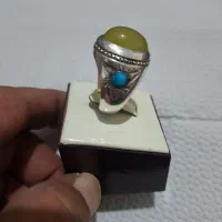 انگشتر نقره دستساز یاقوت و  عقیق آبدار کهنه