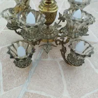 لوستر برنجی اصل قدیمی ۱۰ شعله|لوستر و چراغ آویز|بروجرد, |دیوار