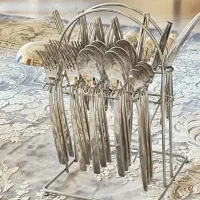 سرویس قاشق چنگال استیل و ست سینی استیل